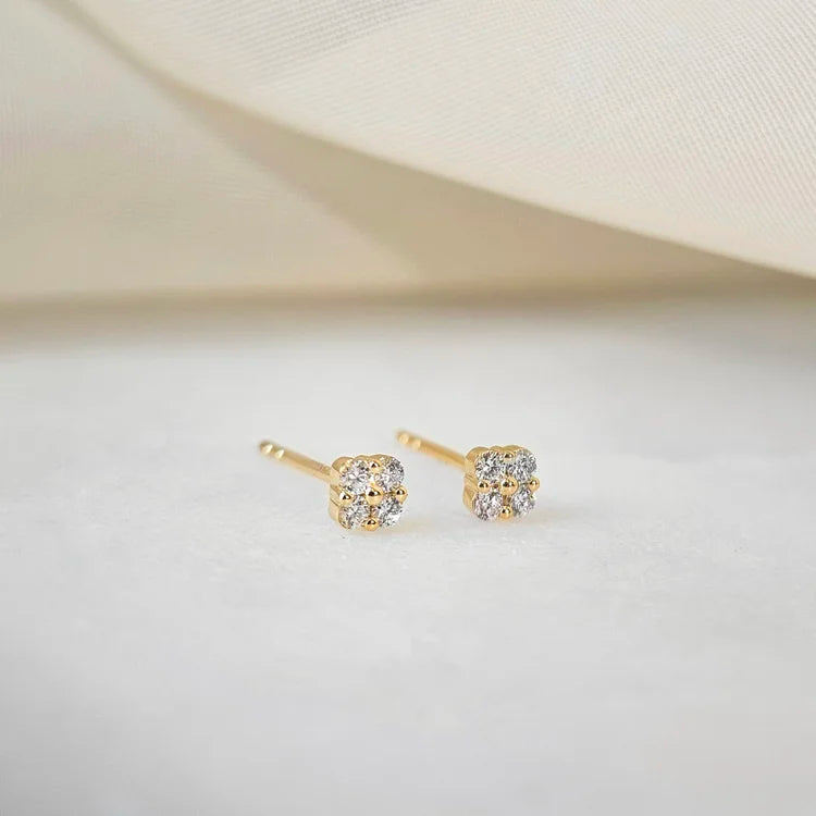 Diamond Flower Studs