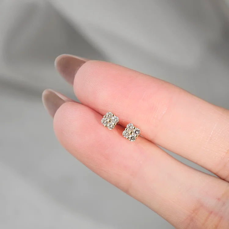 Diamond Flower Studs