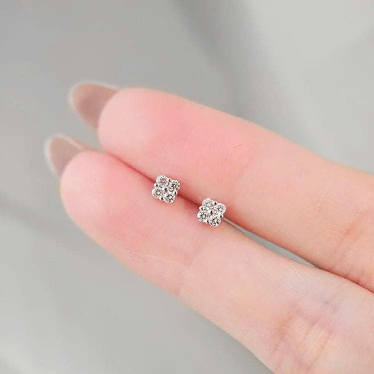 Diamond Flower Studs