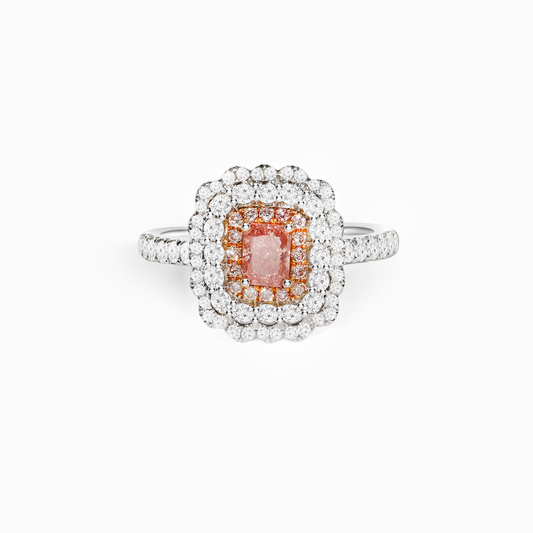 Cushion cut Pink Diamond Ring GIA certified 0.41ct