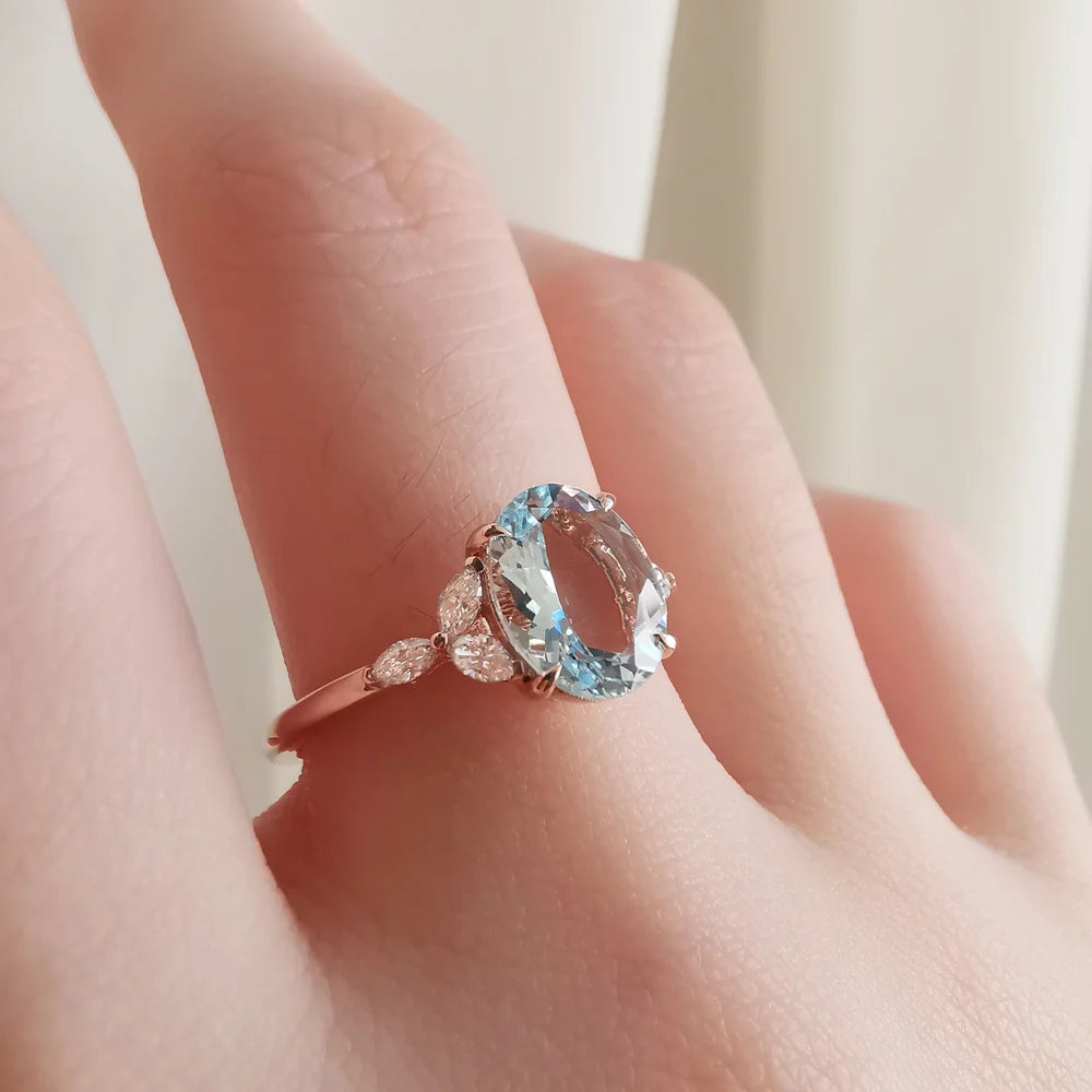 18K Enchanted Blue Aquamarine Ring
