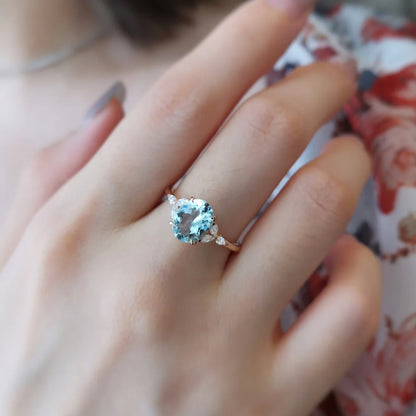 18K Enchanted Blue Aquamarine Ring