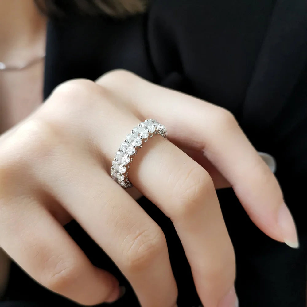 18K Oval Moissanite Eternity Ring