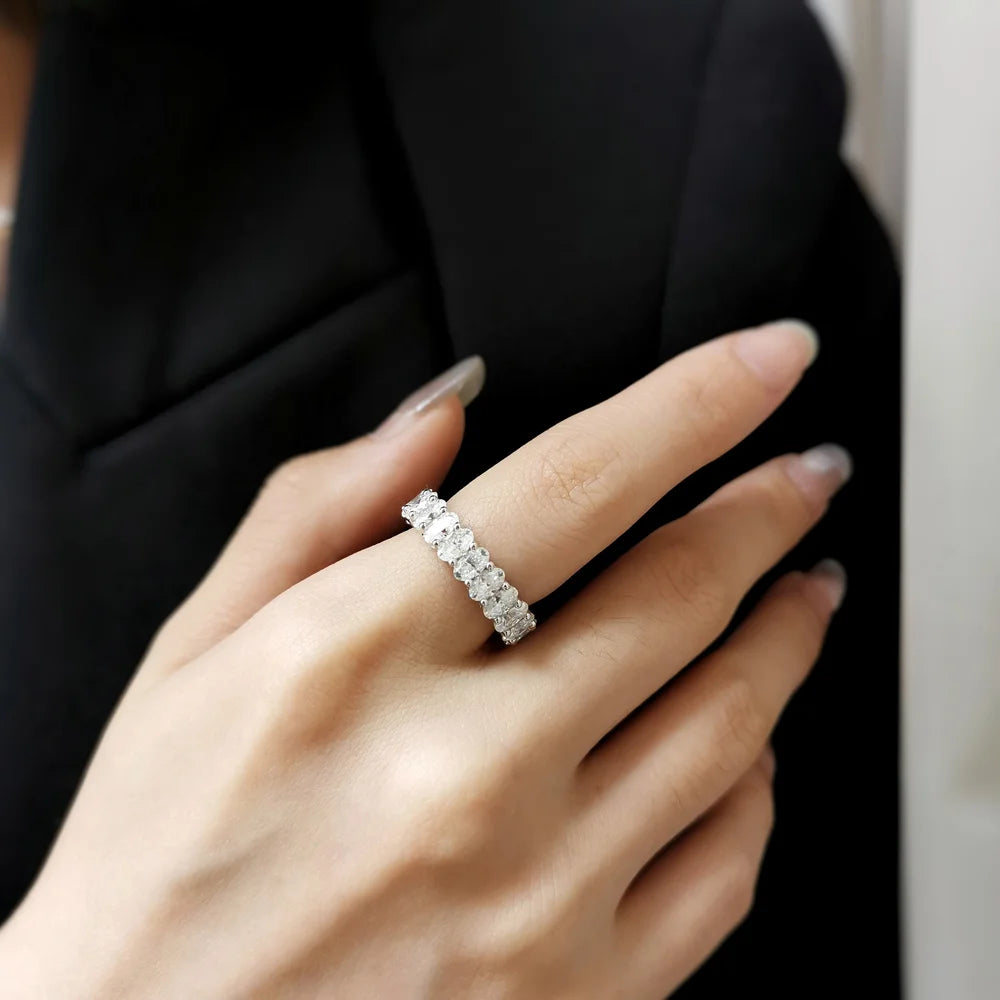 18K Oval Moissanite Eternity Ring