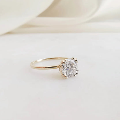 14K Cushion Moissanite Diamond Fountain Ring