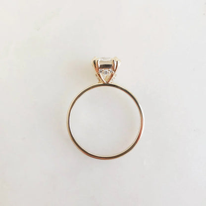 14K Cushion Moissanite Diamond Fountain Ring
