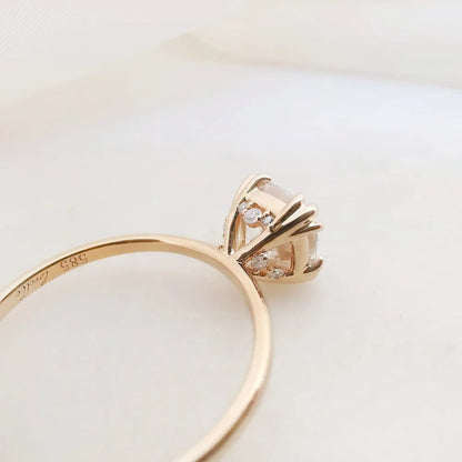 14K Cushion Moissanite Diamond Fountain Ring