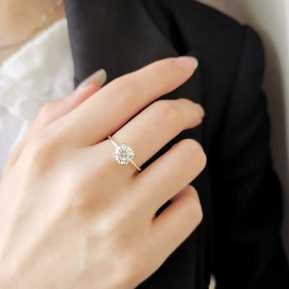 14K Cushion Moissanite Diamond Fountain Ring