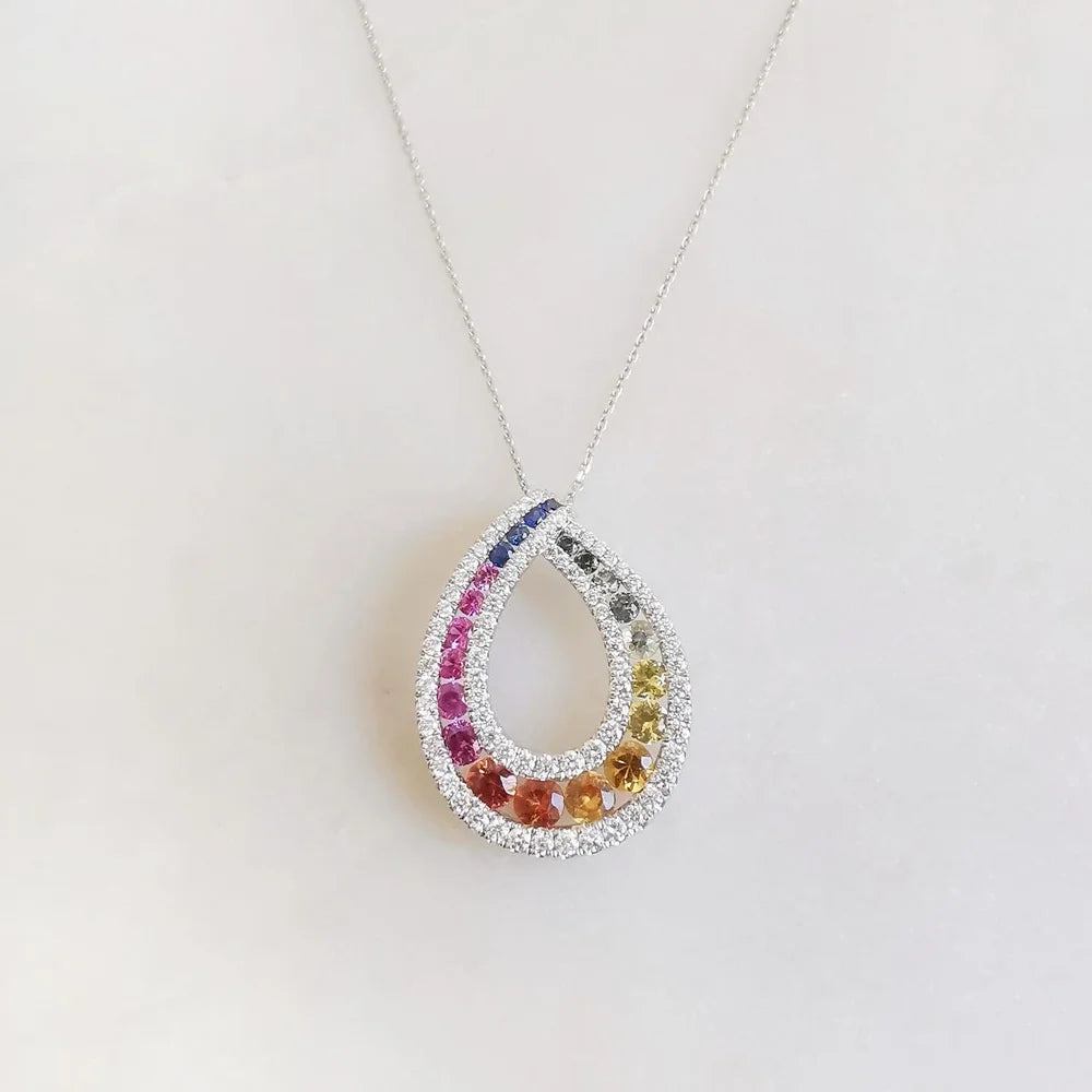 The Rainbow Drop Sapphire Pendant