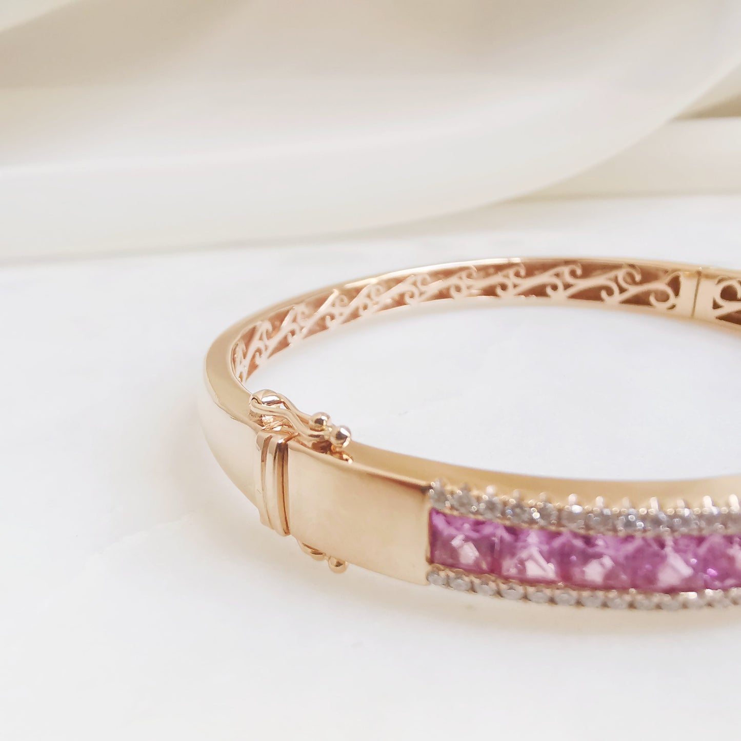 18K Regalia Pink Sapphire and Diamond Bangle - Avaliable upon enquiry