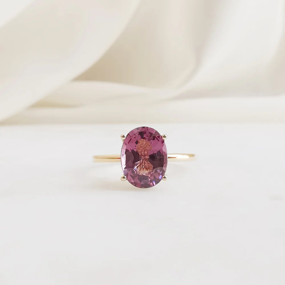 18K Purple Spinel Diamond Waterfall Ring