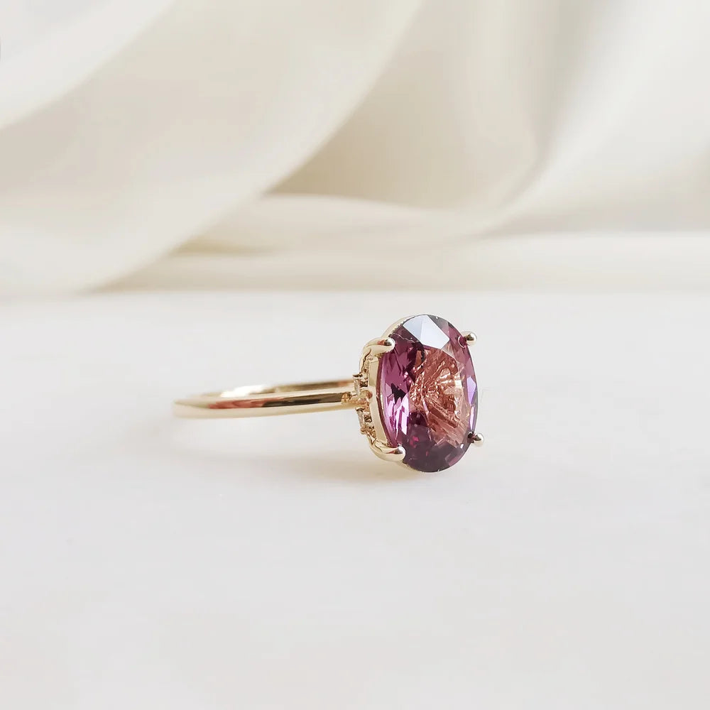 18K Purple Spinel Diamond Waterfall Ring