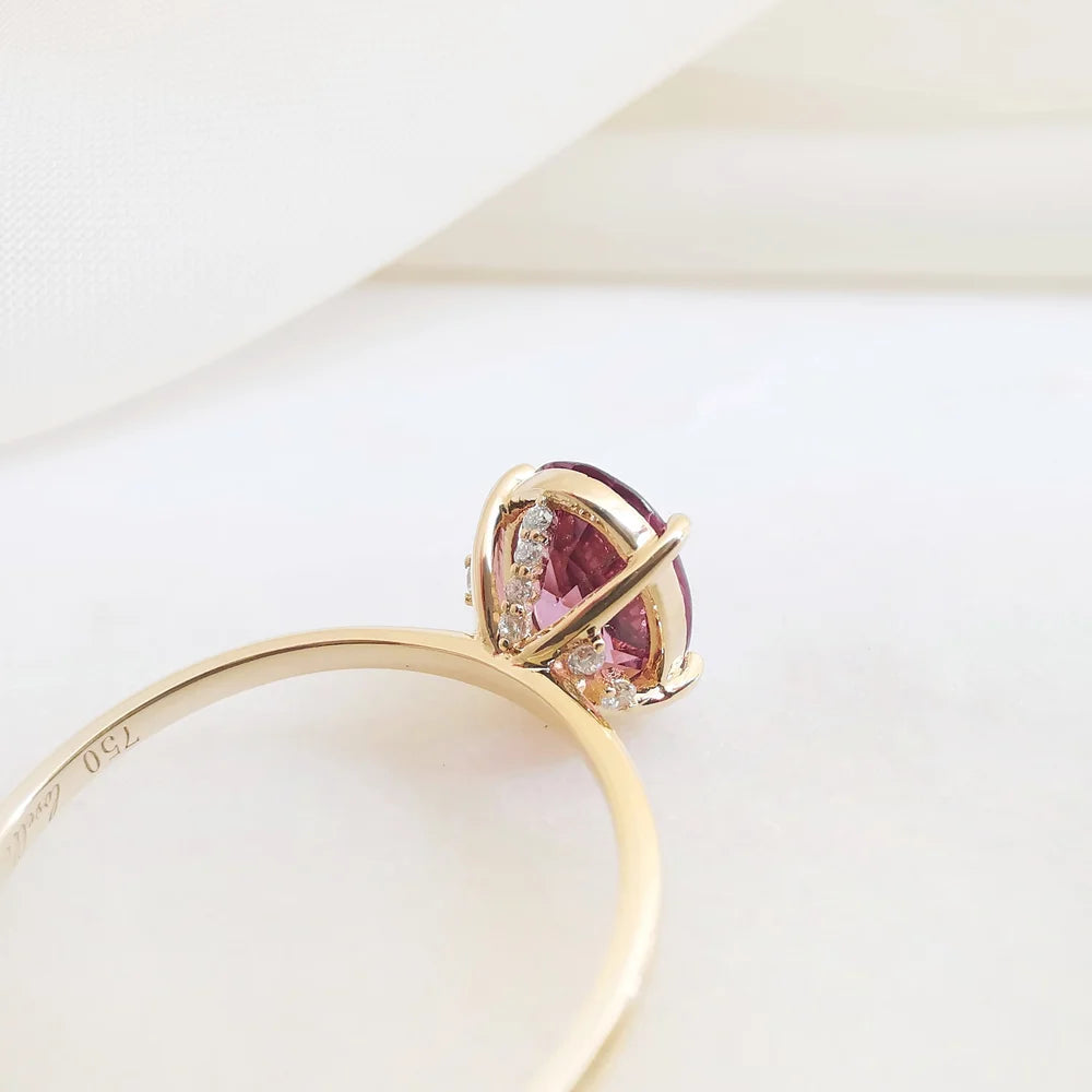 18K Purple Spinel Diamond Waterfall Ring