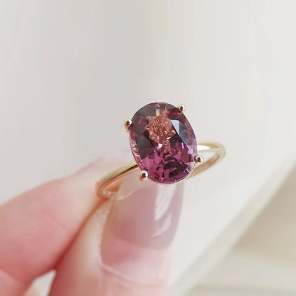 18K Purple Spinel Diamond Waterfall Ring