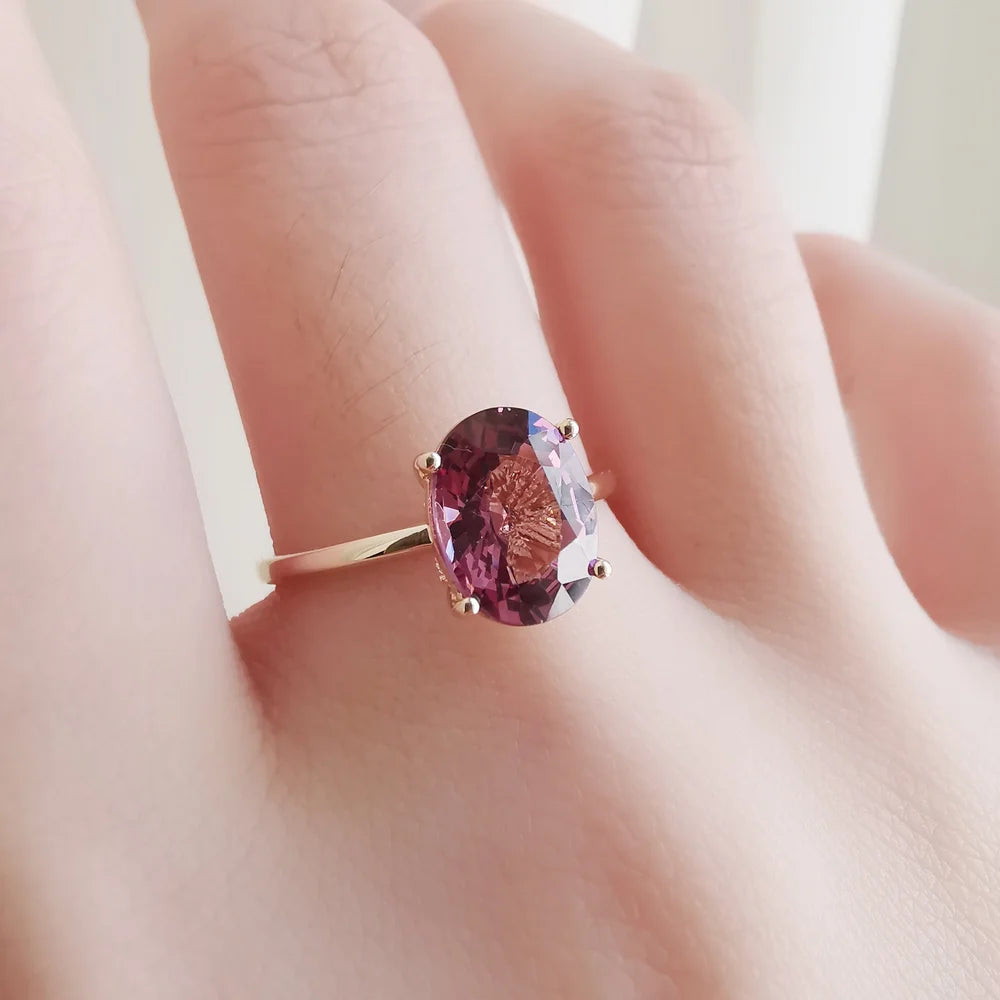 18K Purple Spinel Diamond Waterfall Ring