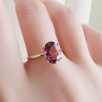 18K Purple Spinel Diamond Waterfall Ring