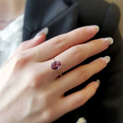18K Purple Spinel Diamond Waterfall Ring