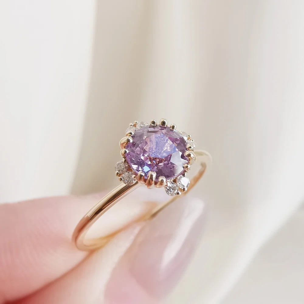 18K Lavender/ Green Sapphire Ring