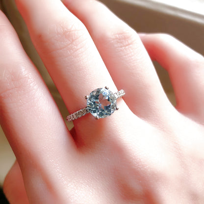 Round Aquamarine Ring