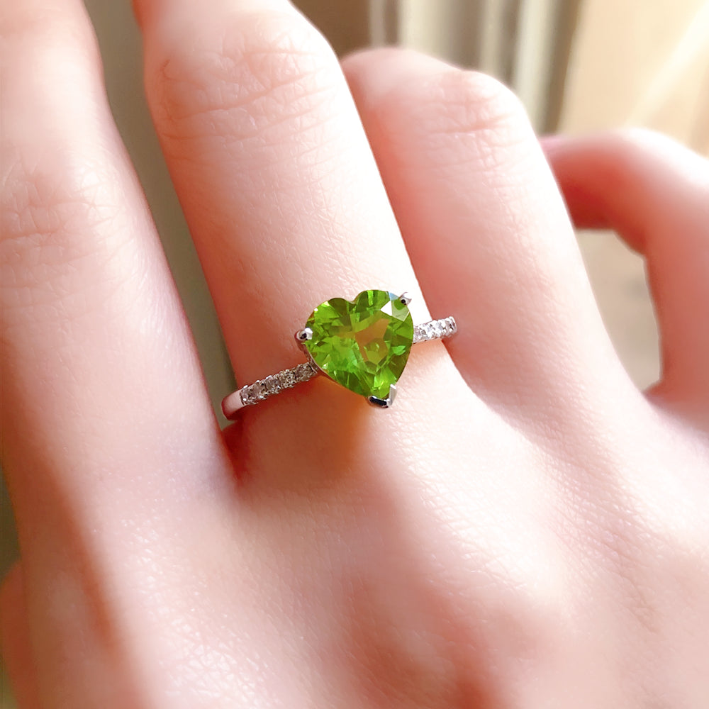 Looking Glass Heart Peridot Ring