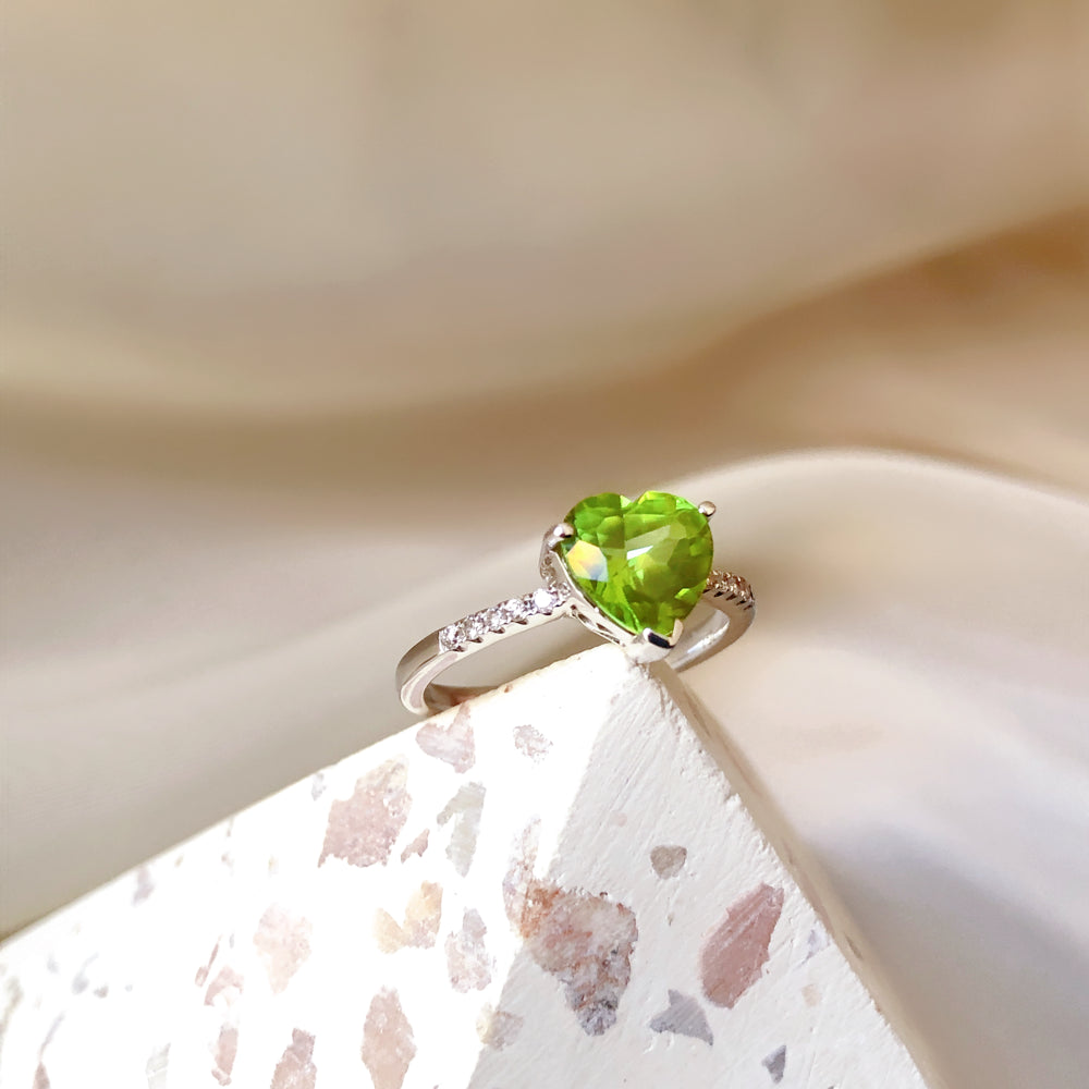 Looking Glass Heart Peridot Ring