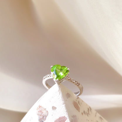 Looking Glass Heart Peridot Ring