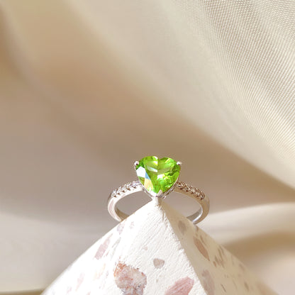 Looking Glass Heart Peridot Ring