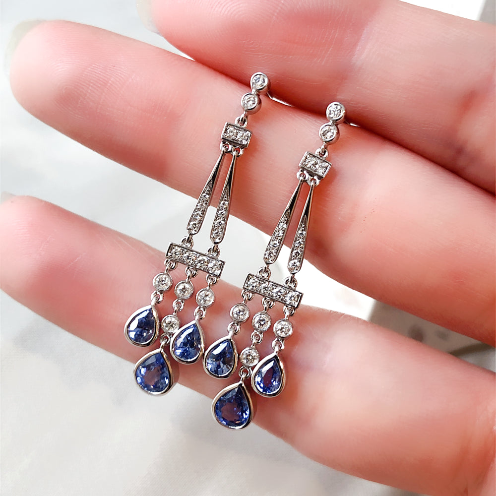 Opulent Sapphire Chandelier Drop Earrings