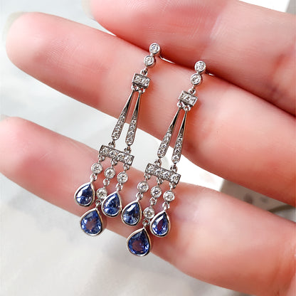 Opulent Sapphire Chandelier Drop Earrings