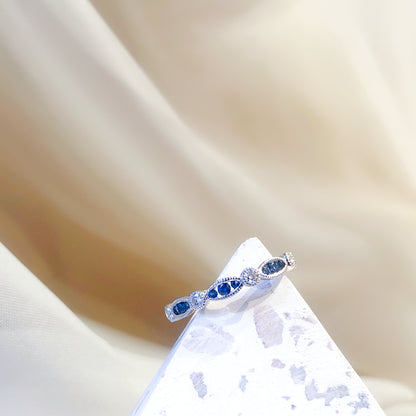 Vintage Marquise Sapphire and Diamond Band