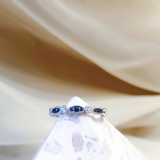 Vintage Marquise Sapphire and Diamond Band