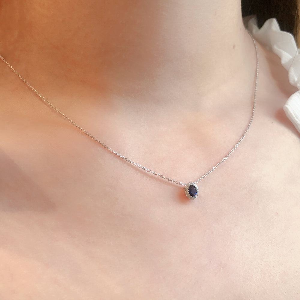18K Floating Blue Sapphire and Diamond Pendant