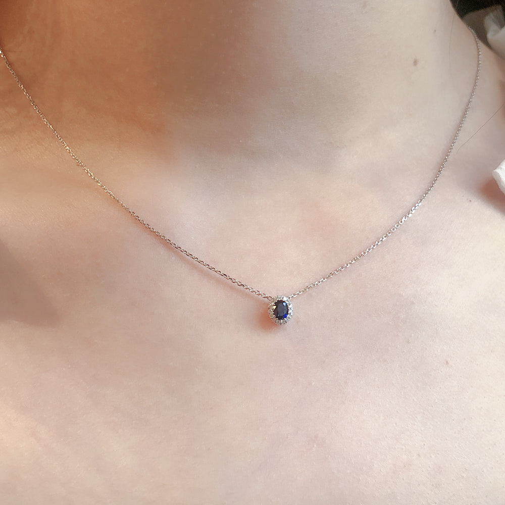 18K Floating Blue Sapphire and Diamond Pendant