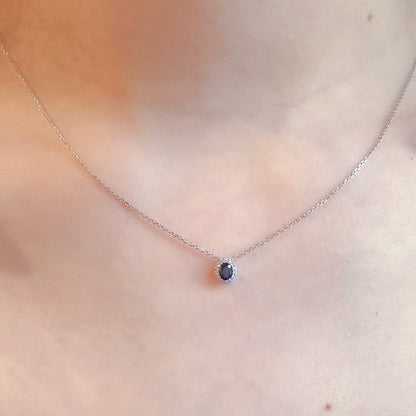 18K Floating Blue Sapphire and Diamond Pendant