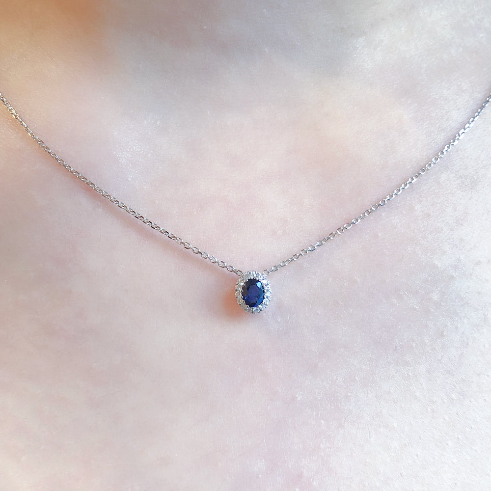 18K Floating Blue Sapphire and Diamond Pendant