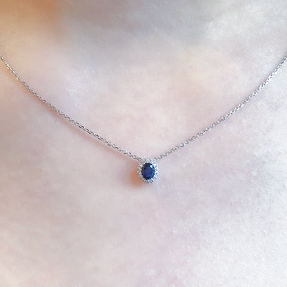 18K Floating Blue Sapphire and Diamond Pendant