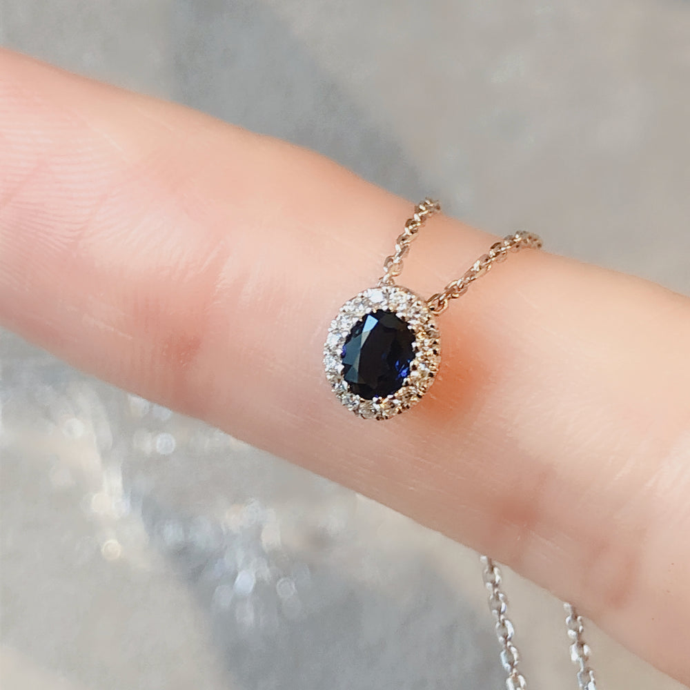 18K Floating Blue Sapphire and Diamond Pendant