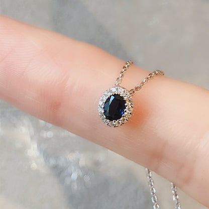 18K Floating Blue Sapphire and Diamond Pendant