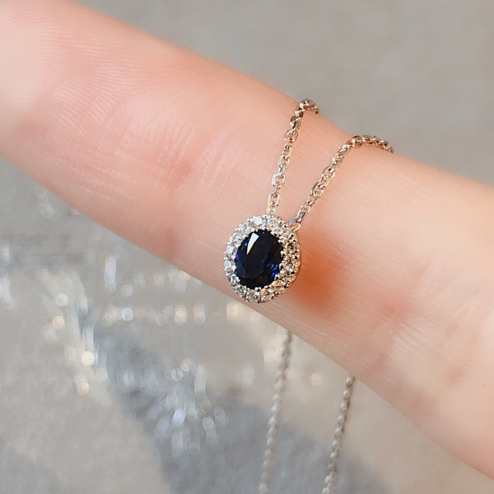 18K Floating Blue Sapphire and Diamond Pendant