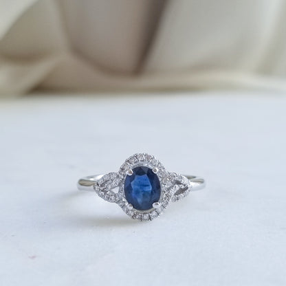 Arctic Swirl Sapphire Ring with Diamonds