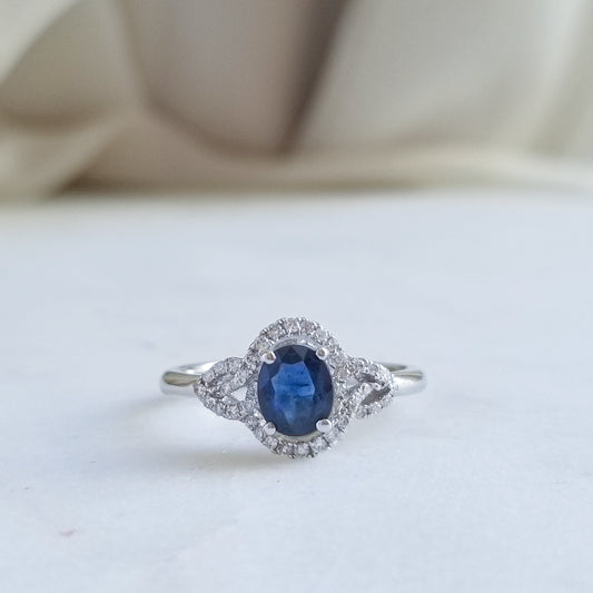 Arctic Swirl Sapphire Ring with Diamonds