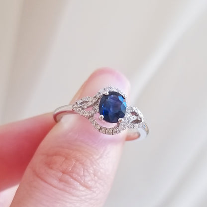 Arctic Swirl Sapphire Ring with Diamonds