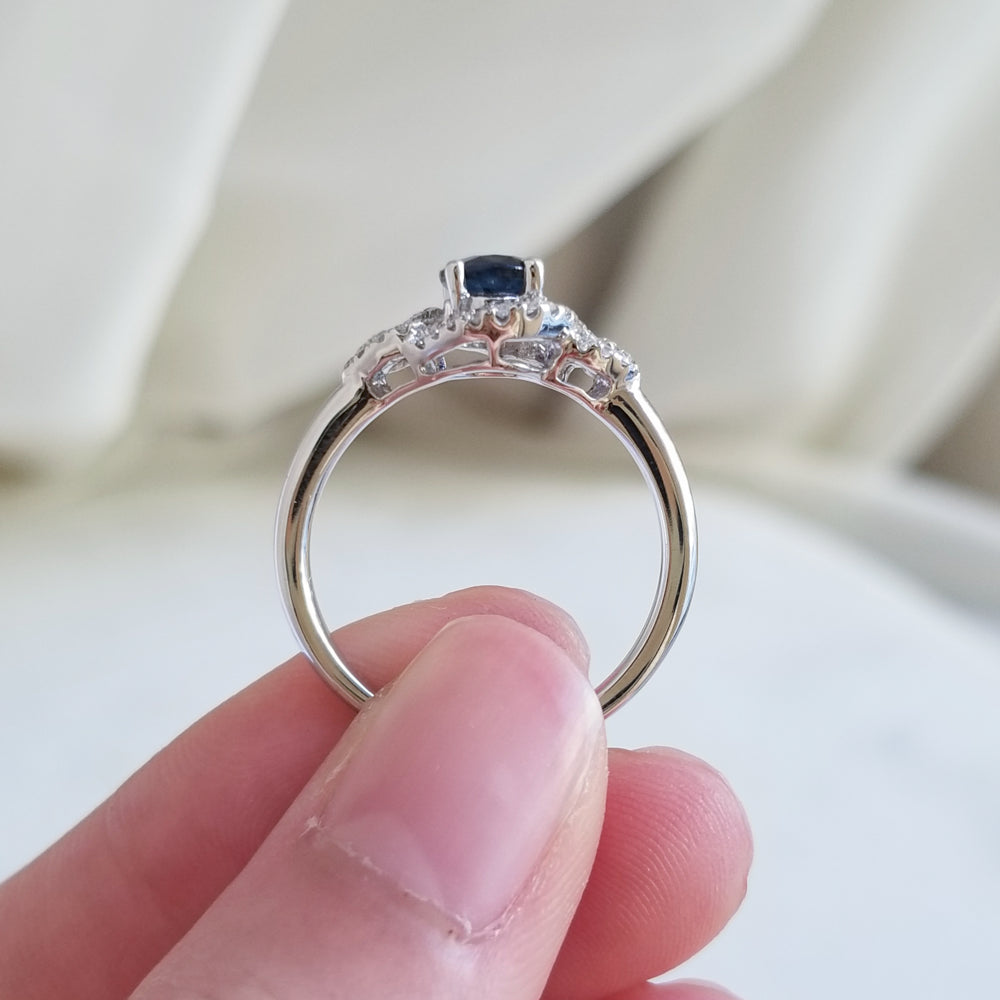 Arctic Swirl Sapphire Ring with Diamonds