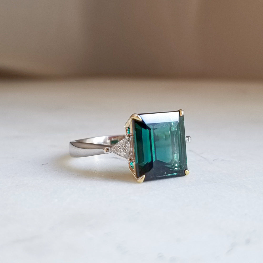 Emerald cut Tourmaline Ring