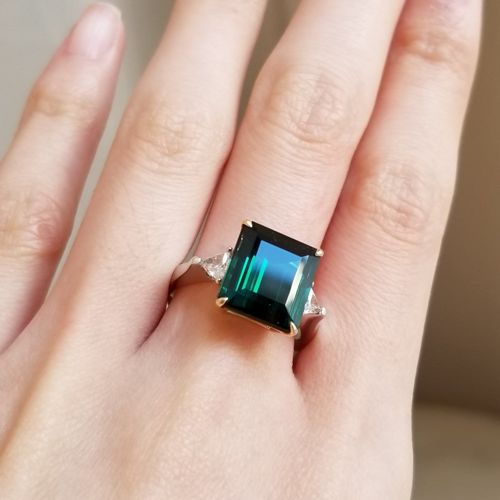 Emerald cut Tourmaline Ring