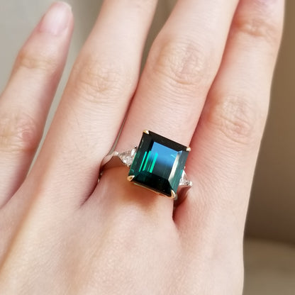 Emerald cut Tourmaline Ring