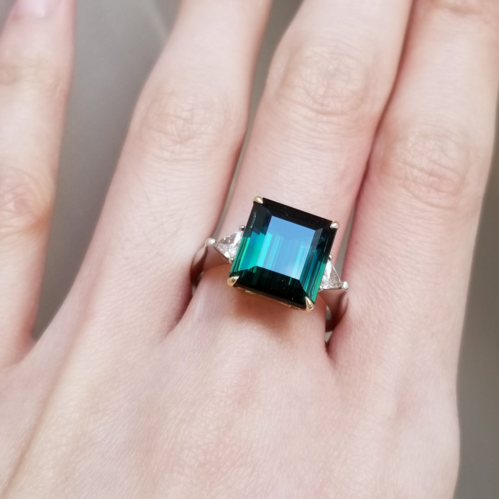 Emerald cut Tourmaline Ring