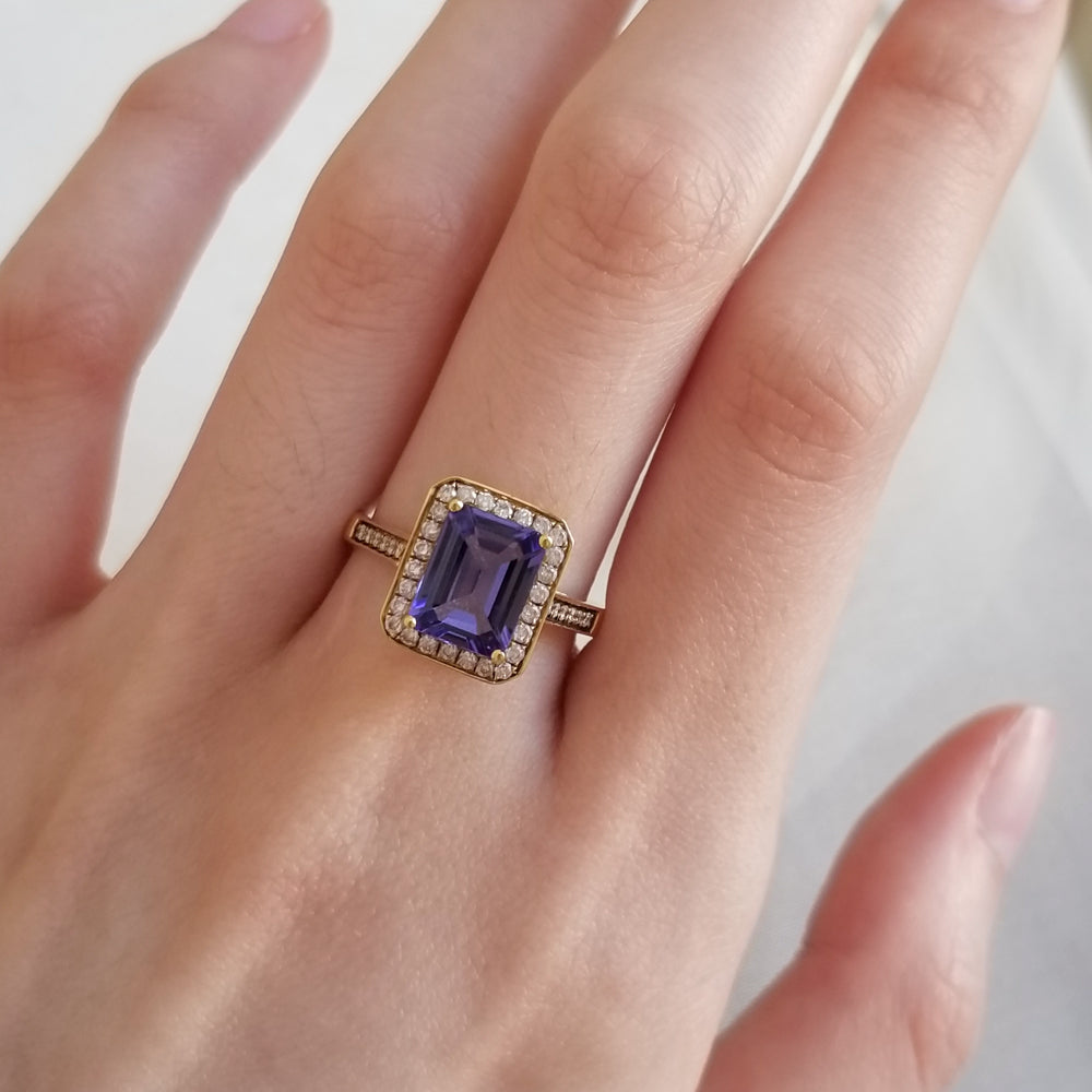 Emerald cut Tanzanite Ring