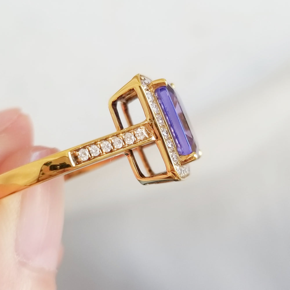 Emerald cut Tanzanite Ring