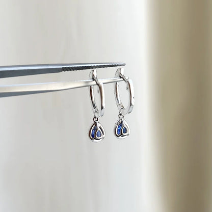 18K Pear Shaped Sapphire Hoop Earring
